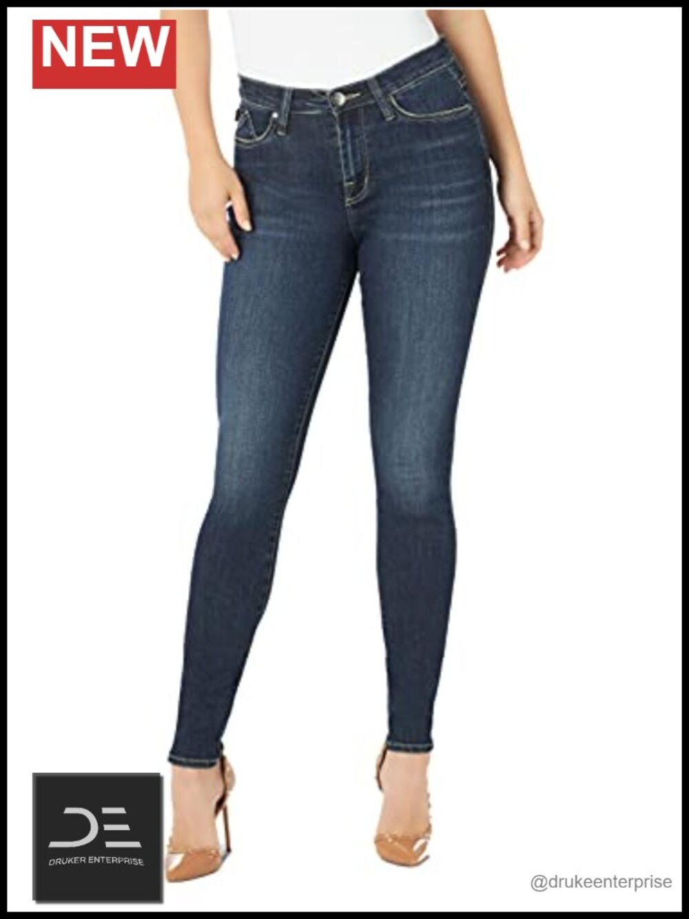 Women's High Rise Skinny Jeans Stretch Denim Cotton Blend